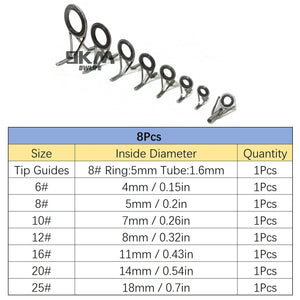 Fishing Rod Guide 8~120Pcs Spinning Rod Repair Kit Stainless Steel Casting Rod Building Ceramics Ring Rod Replacement Set 4~38mm