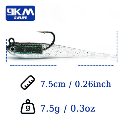 Soft Fishing Lure for Bass 3Pcs Fishing Lead Head Jigs Soft Fishing Lures for Freshwater Lifelike Forked Paddle Tail Swimbaits