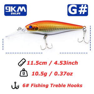 Minnow Lures 10.5g Fishing Lures Swimbaits Boat Topwater Hard Baits for Trout Bass with Treble Hook Saltwater Freshwater 11.5cm