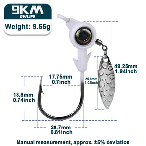 Underspin jig Heads Crappie Fishing Hooks 3.5~10g Swimbait Jig Head Hook 3D Eye Spinner Willow Blade for Fishing Lure Tackle Box