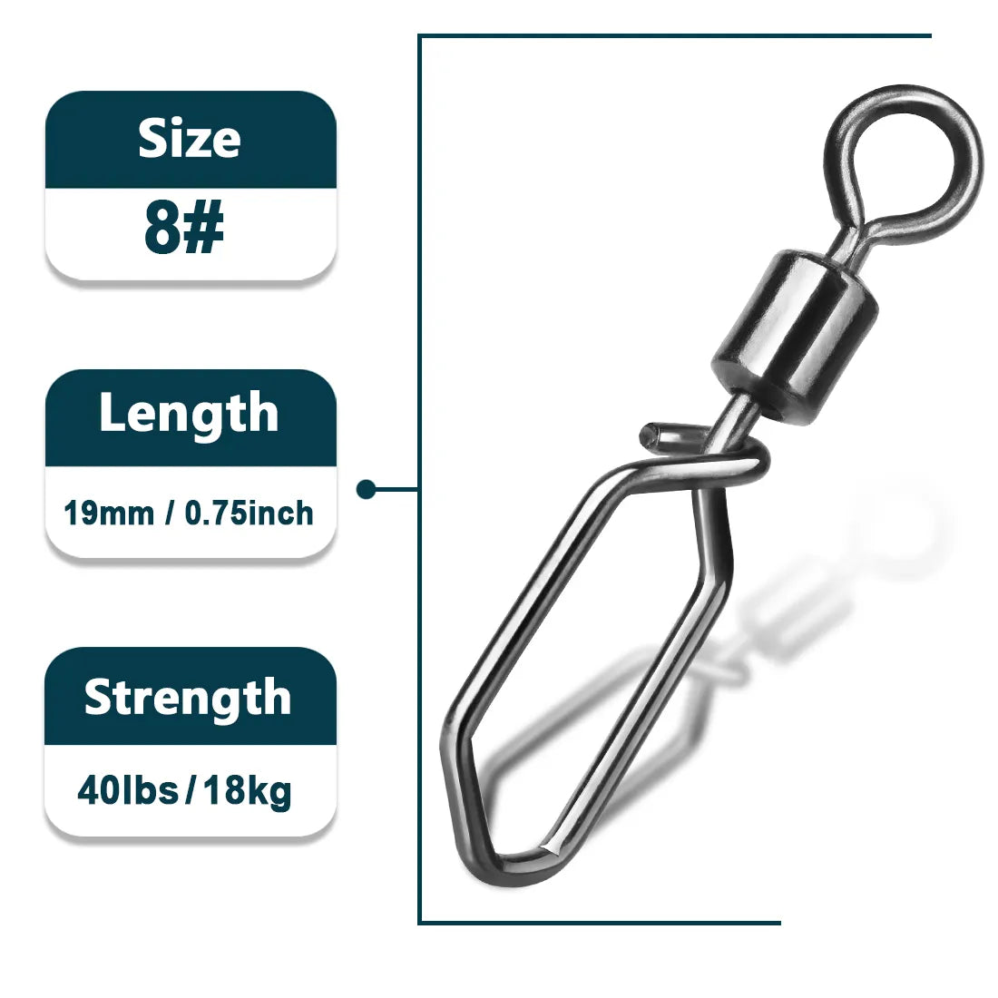 Fishing Swivels Snap 15~60Pcs Hooked Snap Stainless Steel Fishing Rolling Barrel Swivel Fishing Lure Connector Interlock Snap