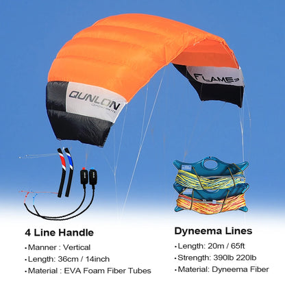 9KM 2㎡-4㎡ 4 Line Power Kite Trainer Kite Professional Traction Kite 100KG & 180KGx20m Dyneema Flying Lines and Control Kites