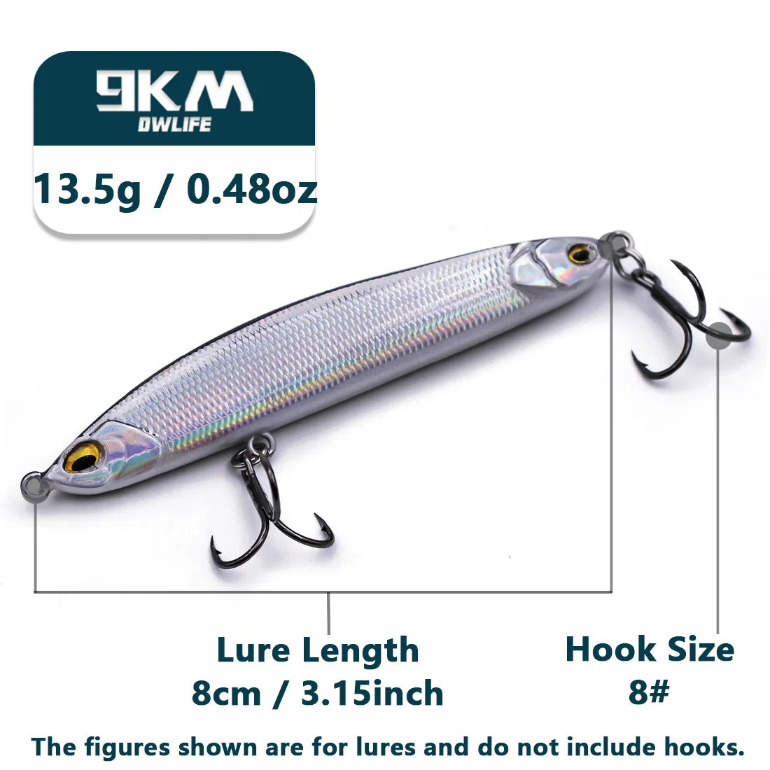 Slow Sinking Pencil Lures 9.5~19g Saltwater Fishing Lures Hard Fishing Bait with Treble Hooks Salmon Redfish Trout Bass Walleye