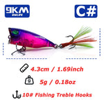 Lade das Bild in den Galerie-Viewer, Minnow Lures Popper Set Crankbaits 4g Fishing Hard Baits with Treble Hook Swimbaits Boat Topwater Lures for Trout Bass Perch
