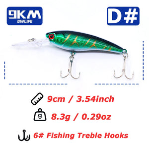 Minnow Lures Popper Crankbaits 8g Fishing Hard Baits Swimbaits Boat Topwater Lures for Trout Bass Perch Catfish with Treble Hook