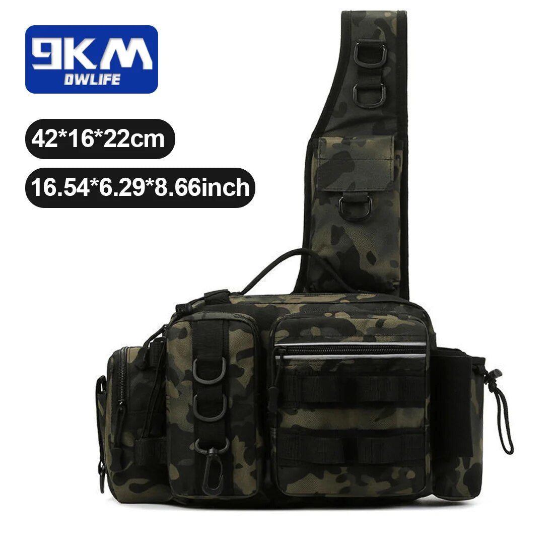 Fishing Bag 600D Nylon Sling Pack Portable Fly Fishing Box Outdoor Travel Hiking Fishing Backpacks Tackle Waterproof Rod Holder