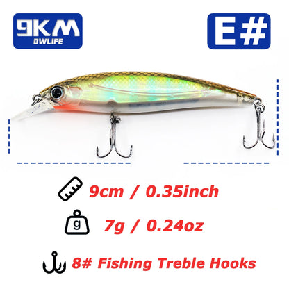 Hard Minnow Fishing Baits Life-Like Swimbait Fishing Lures Jerkbait Topwater Hard Baits for Saltwater Freshwater Treble Hooks