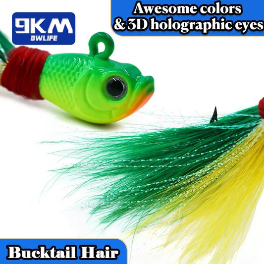 Bucktail Jigs Fishing Lure Hair Jig Saltwater Lures Swimbaits Bass Striper Bluefish Surf Freshwater Fishing Hard Baits with Hook