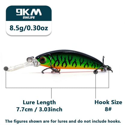 Hard Minnow Fishing Lures Deep Diving Crankbait Jerkbait Sinking Lures Treble Hooks Walleye Fishing Lures Life-Like Swimbait