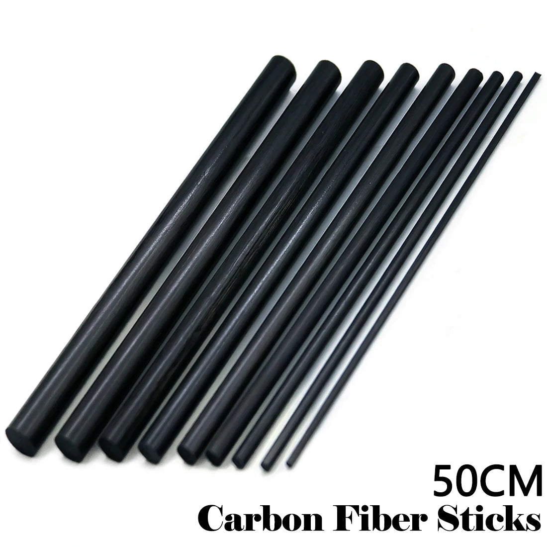 Carbon Fiber Rod 2~5Pcs 50cm Fishing Rod Repair Kit RC Airplane Kite Skeleton Handmade Tent Stand DIY Craft Matte Black 0.5~12mm