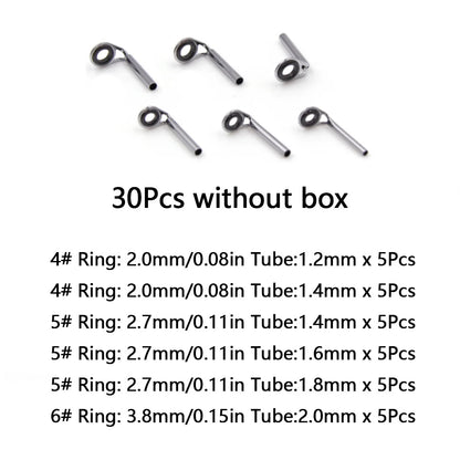 Fishing Rod Guides 30~130Pcs MKT Fishing Rod Tip Repair Kit Stainless Steel Rod Building Guide Freshwater Fishing Spinning Rings