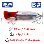 Load image into Gallery viewer, 13cm Popper Fishing Lure Saltwater Topwater Popper Lures with Treble Hook for Striper Tuna Bluefish Offshore Large Predator Fish
