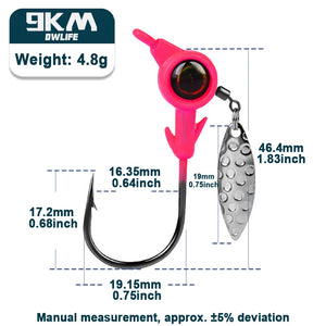 Underspin jig Heads Crappie Fishing Hooks 3.5~10g Swimbait Jig Head Hook 3D Eye Spinner Willow Blade for Fishing Lure Tackle Box