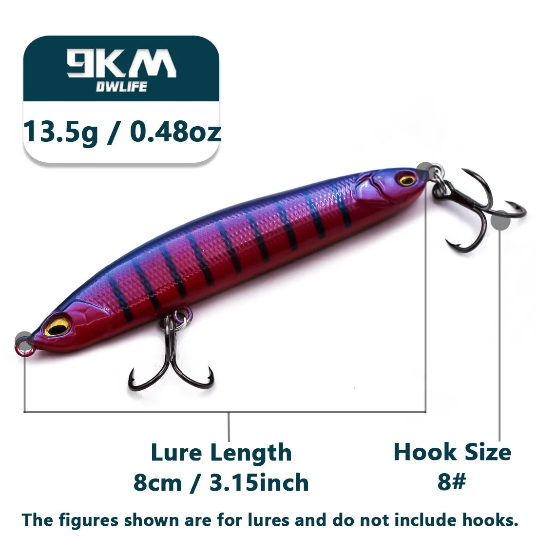 Slow Sinking Pencil Lures 9.5~19g Saltwater Fishing Lures Hard Fishing Bait with Treble Hooks Salmon Redfish Trout Bass Walleye