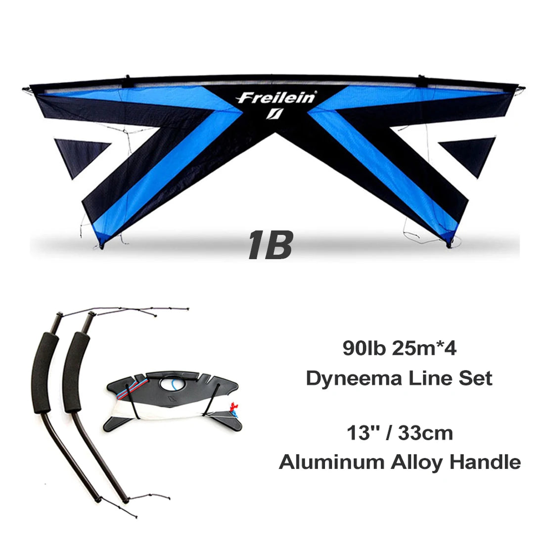 Freilein 2.4m Beginner 4 Line Stunt Kite for Adults Professional Acrobatic Kite PC20 13" Handle + 4x25mx90lb Dyneema Lines + Bag