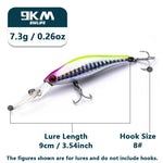 Load image into Gallery viewer, Minnow Lures 9cm 7.3g Diving Jerkbait Hard Bait Fishing Lure Bass Fishing Sinking Lures Striper Pike Fishing Tackle Treble Hooks
