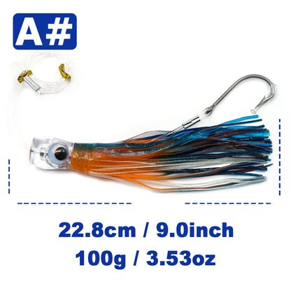 9KM 6in~9in Saltwater Big Game Trolling Lures Skirted Trolling Jig Offshore Chugger Trolling Lures for Marlin, Tuna, Sailfish