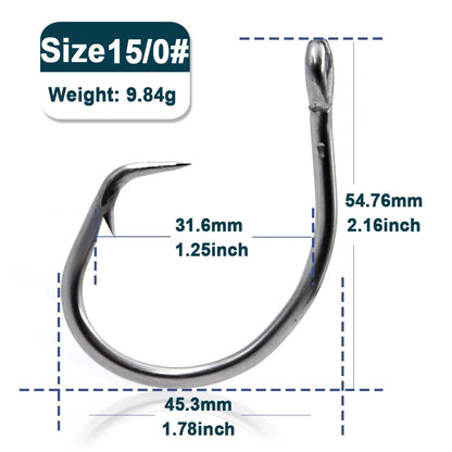 Saltwater Fishing Circle Hooks 25~100Pcs Giant Fishing Hook In-line Catfish Hooks Stainless Steel Shark & Swordfish &Tuna Hook