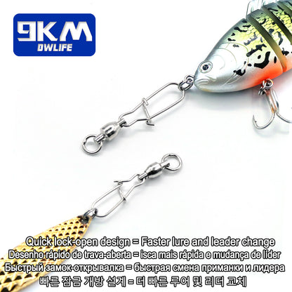 20~100Pcs Fishing Ball Bearing Swivels Duolock Snap Stainless Steel Fishing Connector Swivels with Crane Barrel Lure Fish Tackle