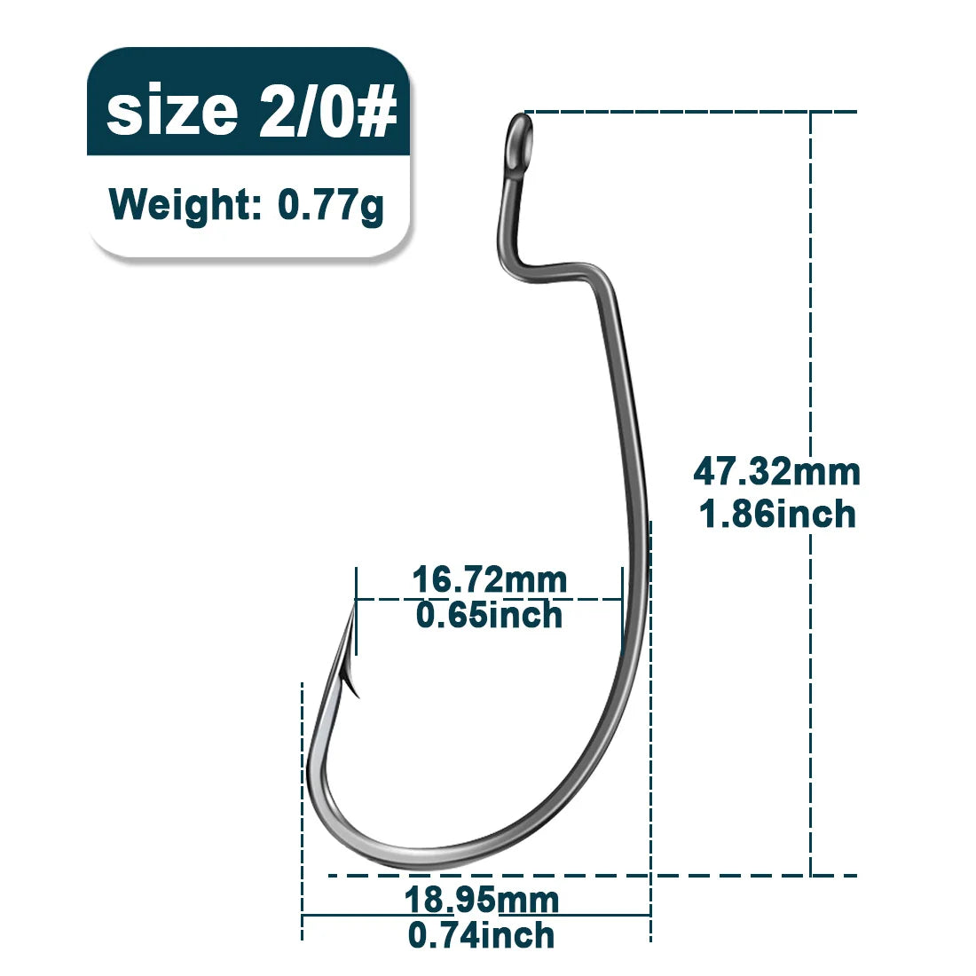 9KM Worm Hooks 25Pcs Ewg Hook for Bass Fishing Hooks, Texas Rig Saltwater Fishing Offset Hook Freshwater