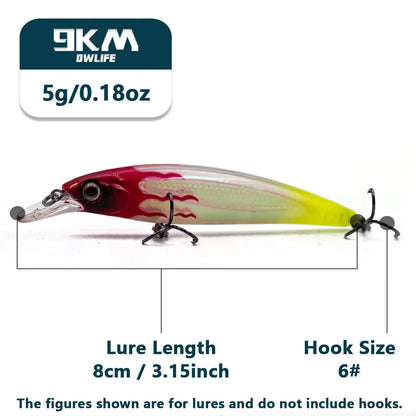 Hard Minnow Fishing Lures 8~11cm Jerkbait Bait Swimbait Fishing Walleye Lures Catfish Sinking Noctilucent Treble Hooks 5.3~12.5g