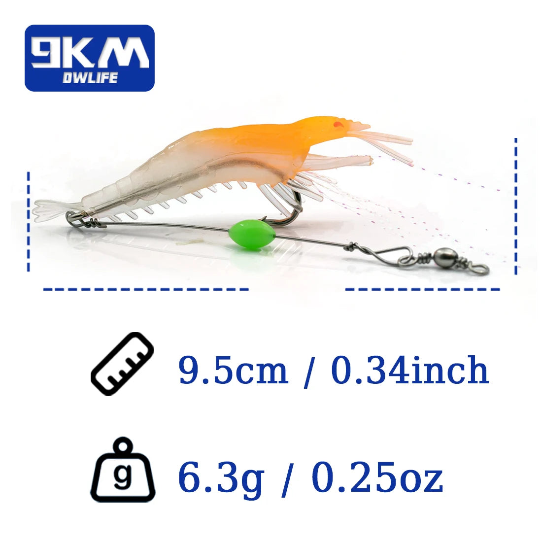 Fishing Shrimp Lures Soft Lure Shrimp Bait with Hook Beads Swivels Artificial Silicone Soft Bait Fishing Bass Trout Catfish