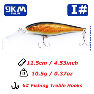 Minnow Lures 10.5g Fishing Lures Swimbaits Boat Topwater Hard Baits for Trout Bass with Treble Hook Saltwater Freshwater 11.5cm