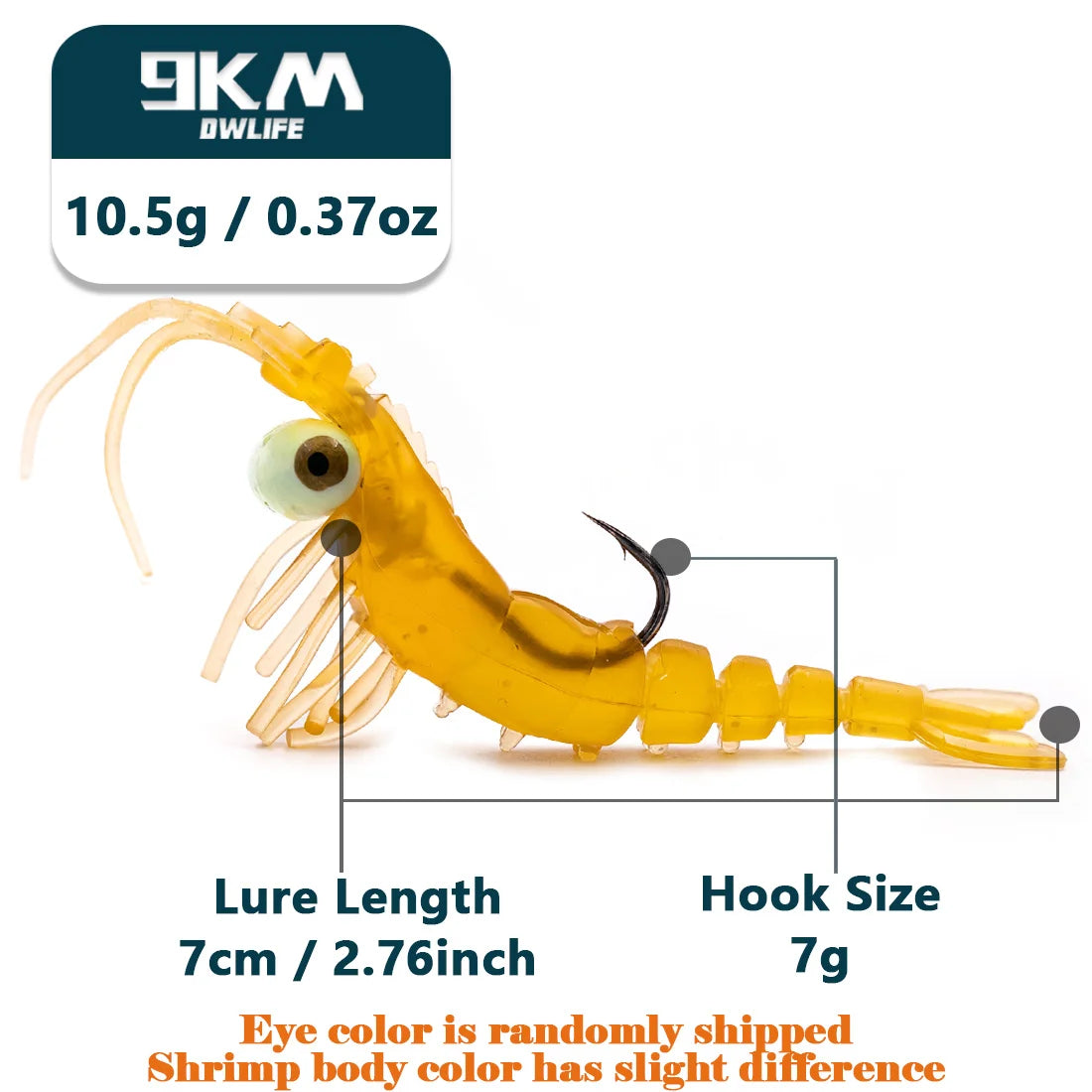 9KM Soft Shrimp Lures 7~8.5g Bass Lures Saltwater Shrimp Bait Swimbait for Slow Sinking Bass Trout Crappie Lure Sharp Hook 7~9cm