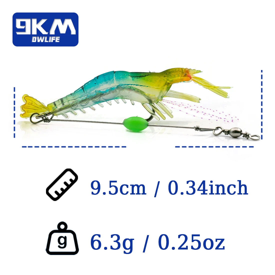 Fishing Shrimp Lures Soft Lure Shrimp Bait with Hook Beads Swivels Artificial Silicone Soft Bait Fishing Bass Trout Catfish