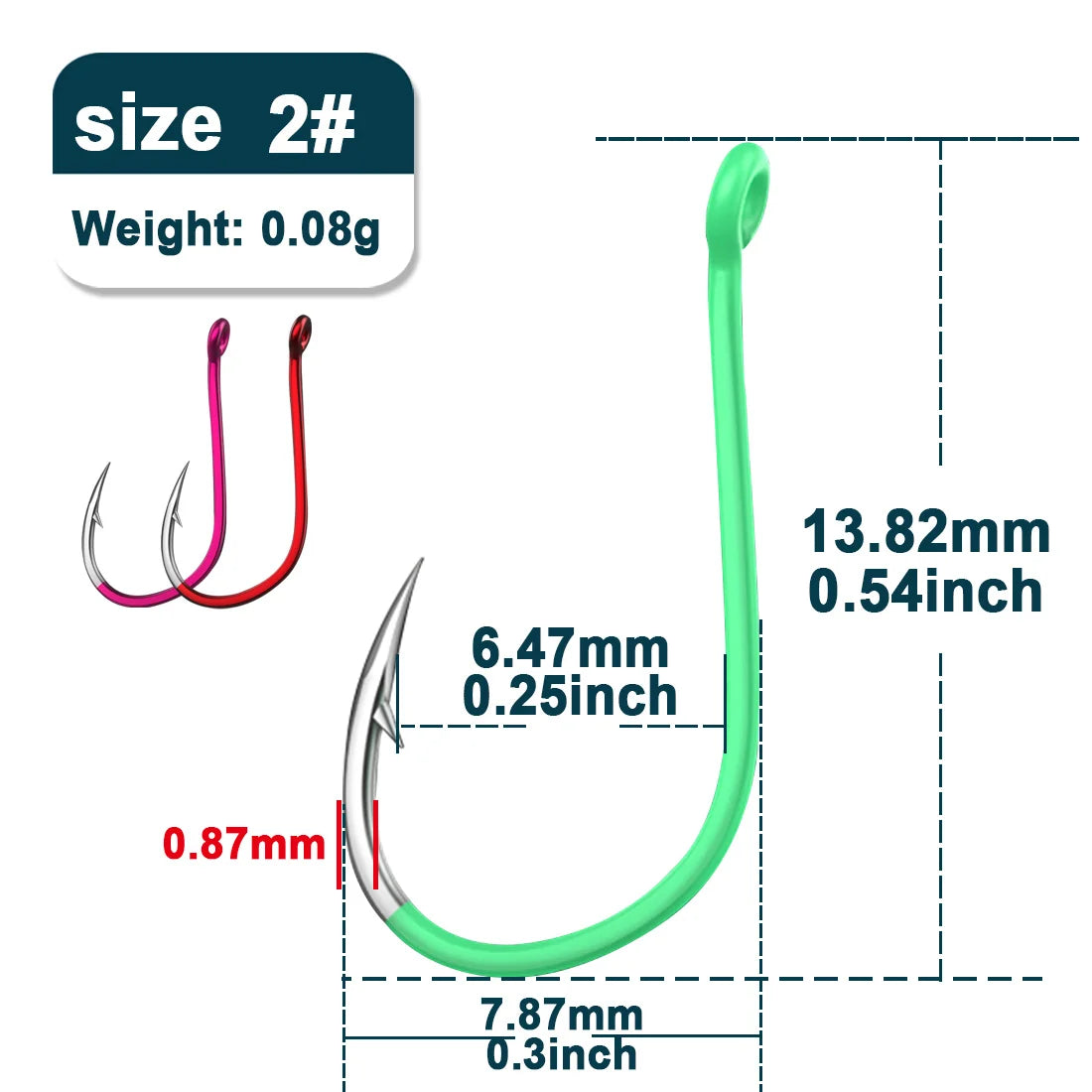 9KM 25~50Pcs Octopus Fishing Hooks Saltwater Fishing J Hooks Strong Sharp Needle Point Barbs Ringed Eye Saltwater Fishing