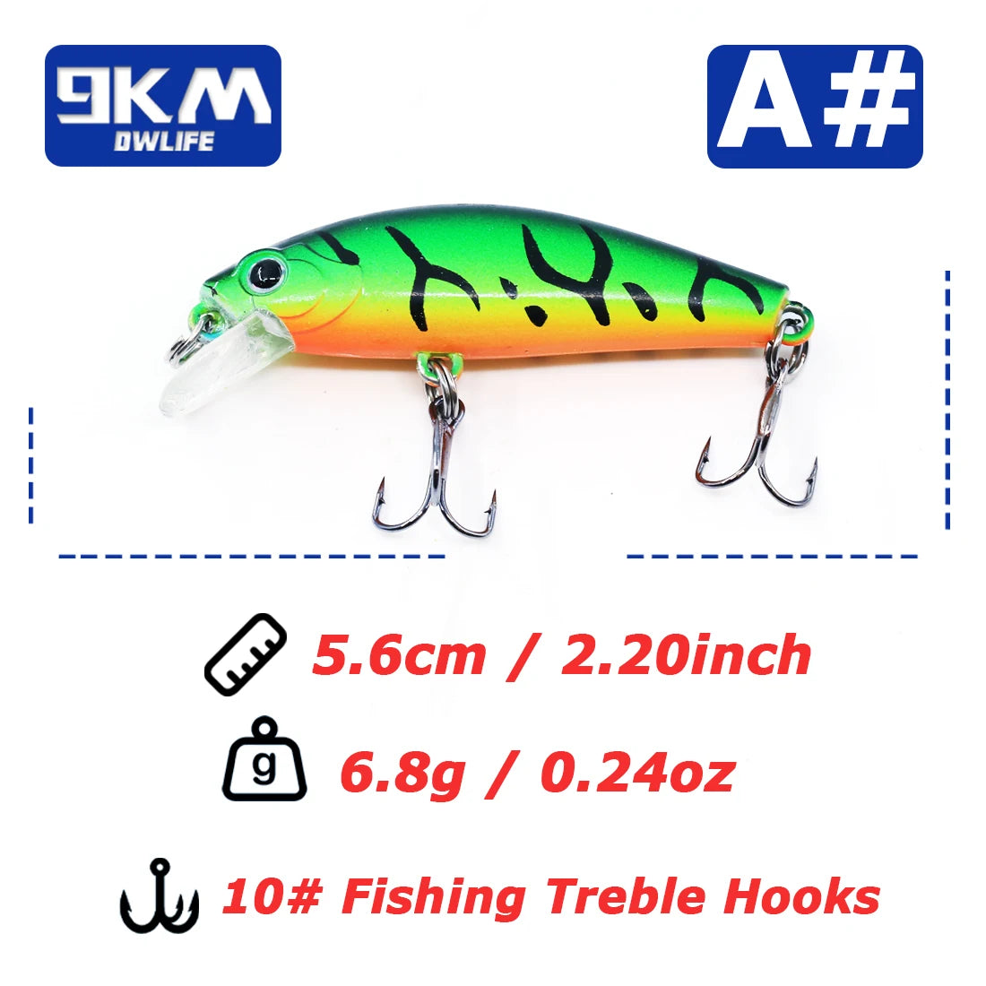 Minnow Fishing Lures 5.6cm Jerkbait Fishing Lure with Treble Hook Freshwater for Bass Trout Walleye Redfish Salmon Sinking Bait