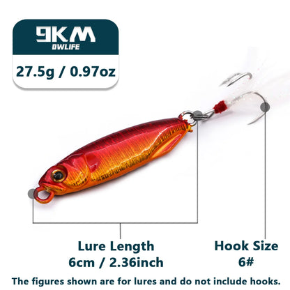 Fishing Jigs 20~37.5g Jigging Lures Trolling Spoon Lures Saltwater Treble Hooks for Tuna Salmon Sailfish Bass Grouper Snapper