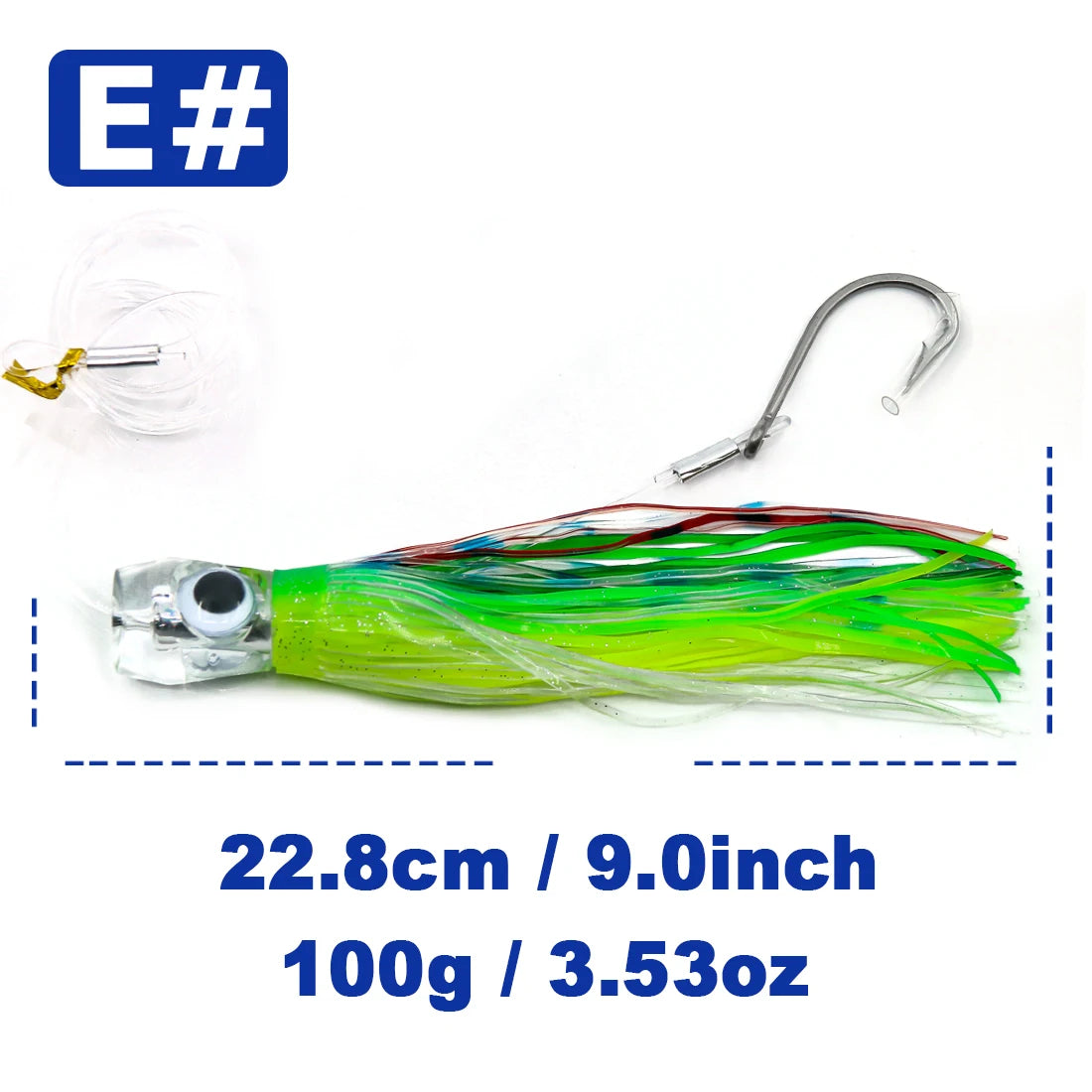 9KM 6in~9in Saltwater Big Game Trolling Lures Skirted Trolling Jig Offshore Chugger Trolling Lures for Marlin, Tuna, Sailfish