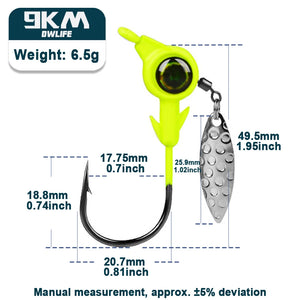 Underspin jig Heads Crappie Fishing Hooks 3.5~10g Swimbait Jig Head Hook 3D Eye Spinner Willow Blade for Fishing Lure Tackle Box