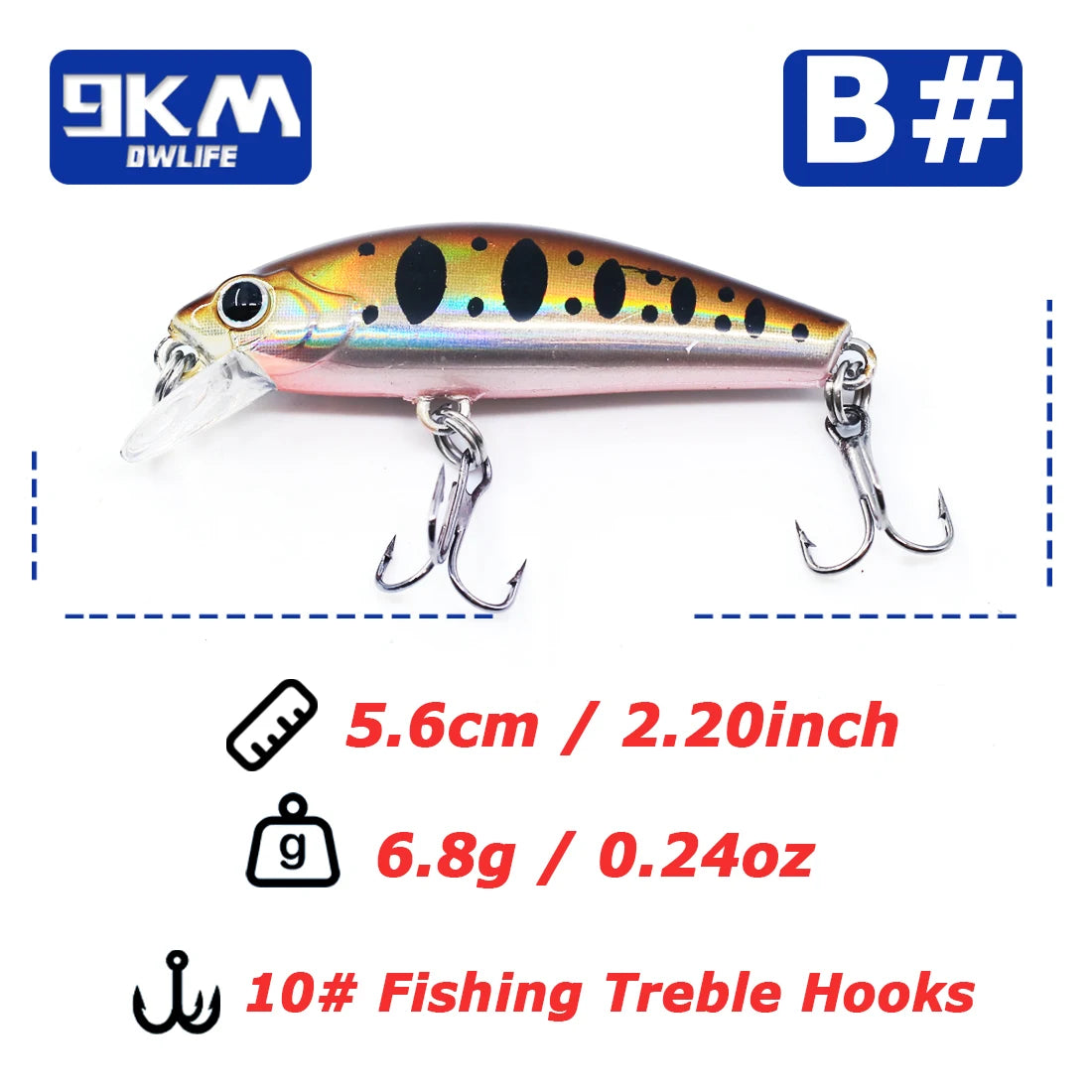 Minnow Fishing Lures 5.6cm Jerkbait Fishing Lure with Treble Hook Freshwater for Bass Trout Walleye Redfish Salmon Sinking Bait