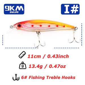 Fishing Lures Hard Minnow Baits 11cm/13.4g Topwater Hard Baits Jerkbait Swimbait Fishing Bass Walleye Lures Saltwater Freshwater