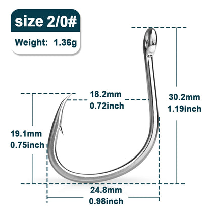 9KM Fishing Hooks Saltwater Live Bait Hooks 25~100Pcs Circle Hooks Catfish Hooks Wide Gap Non-offset Hook Bass Octopus Barb Hook