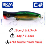 Load image into Gallery viewer, 13cm Popper Fishing Lure Saltwater Topwater Popper Lures with Treble Hook for Striper Tuna Bluefish Offshore Large Predator Fish
