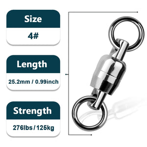 Ball Bearing Swivel 10~30Pcs Stainless Steel Solid Rings Fishing Swivels Saltwater Fishing Trolling Barrel Swivel Lure Connector