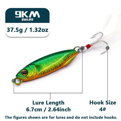 Fishing Jigs 20~37.5g Jigging Lures Trolling Spoon Lures Saltwater Treble Hooks for Tuna Salmon Sailfish Bass Grouper Snapper