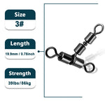 Load image into Gallery viewer, 3 Way Fishing Swivels 15~30Pcs Double Rolling Swivels T-Shape Triple Fishing Swivel Cross Line Fishing Tackle Connector Clip
