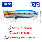 Lade das Bild in den Galerie-Viewer, Topwater Popper Saltwater Fishing Lure 12g Surface Casting Bait Freshwater Bass Trout Catfish Striper Tuna Large Predator Fish
