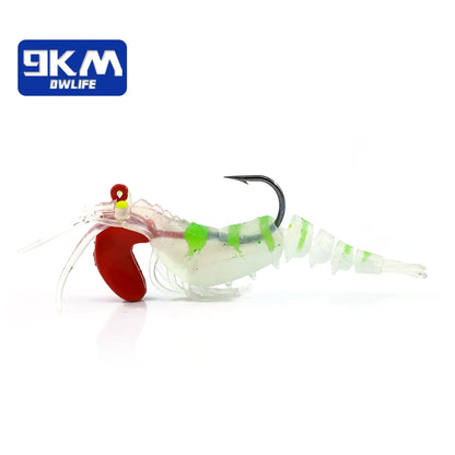 Soft Shrimp Lures Fishing Jig Head Swimbait with Paddle Tail Trout Bass Salmon Sinking Baits Saltwater/Freshwater Sharp Hook