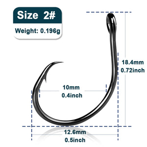 Inline Circle Hooks Saltwater Fishing Catfish Hooks 25~100Pcs Wide Gap Non-Offset for Bass Salmon Striped Fishing Circle Hooks