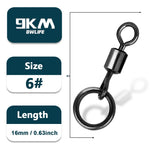 Load image into Gallery viewer, 9KM Carp Fishing Swivel 30~60Pcs Quick Change Rolling Swivel With Ring Matt Black Micro Hook Ring Link Ring Carp Fishing Tackle
