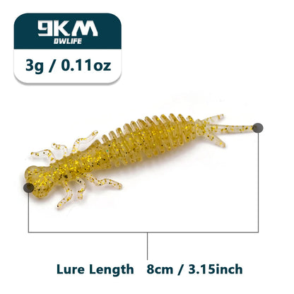 10Pcs Dragonfly Larva Lures 3g Soft Silicone Lures Cicada Larva Soft Lure Freshwater Lifelike Larva Worm Bait Bass Trout Crappie