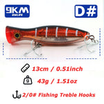 Lade das Bild in den Galerie-Viewer, 13cm Popper Fishing Lure Saltwater Topwater Popper Lures with Treble Hook for Striper Tuna Bluefish Offshore Large Predator Fish
