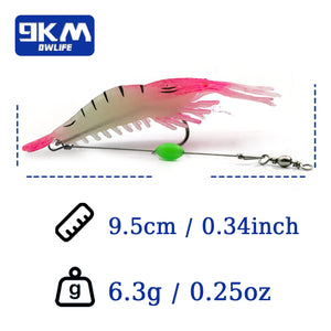 Fishing Shrimp Lures Soft Lure Shrimp Bait with Hook Beads Swivels Artificial Silicone Soft Bait Fishing Bass Trout Catfish