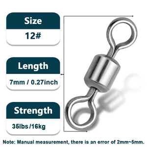 Fishing Swivels 25~100Pcs Stainless Steel Rolling Barrel Swivels Fishing Line Connector Micro Swivel Solid Rings Fishing Tackle