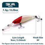 Load image into Gallery viewer, Minnow Lures 9cm 7.3g Diving Jerkbait Hard Bait Fishing Lure Bass Fishing Sinking Lures Striper Pike Fishing Tackle Treble Hooks
